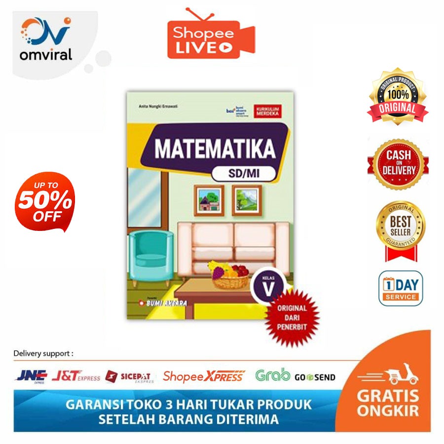 Buku  Matematika Kelas V SD MA Kurikulum Merdeka Bumi Aksara Diterbitkan oleh Penerbit Bumi Aksara