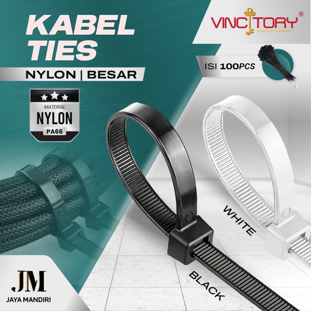 

VIncitory Kabel Ties Nylon Hitam Putih Tali Pengikat Kabel Bungkus Makanan 20cm 25cm 30cm 35cm 40cm