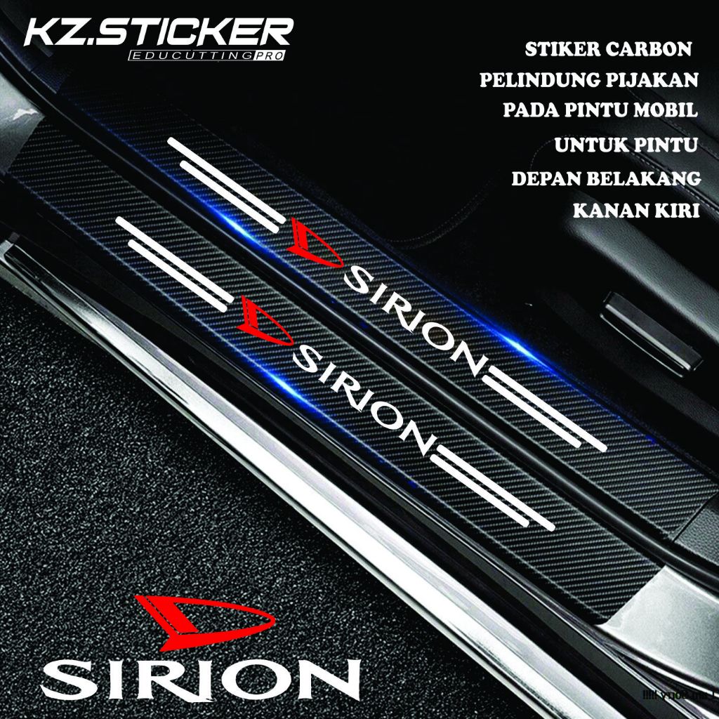 Stiker Cutting Sill Plate Carbon 3D Pijakan Pintu Mobil Sirion Pelindung Bumper Bagasi Daihatsu Siri