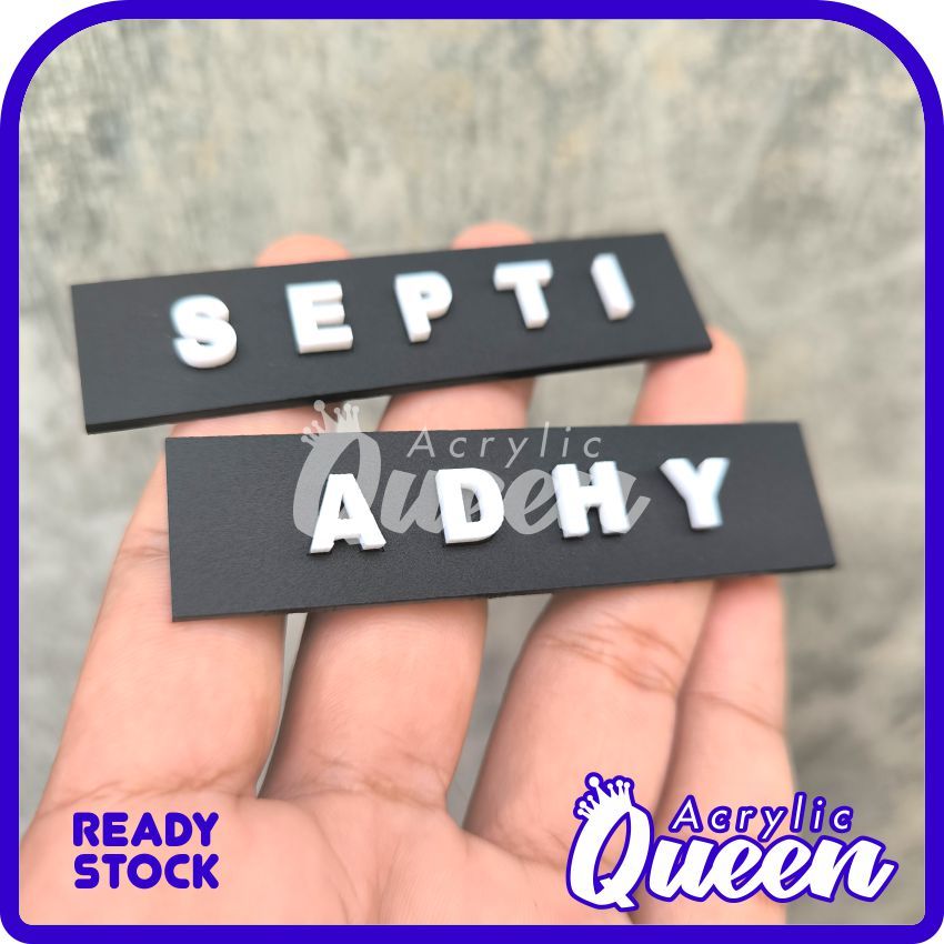 

Papan Nama Timbul PDH 8x2,5 cm Papan Nama 3D Nametag Timbul Full Hitam TNI Tentara DWP