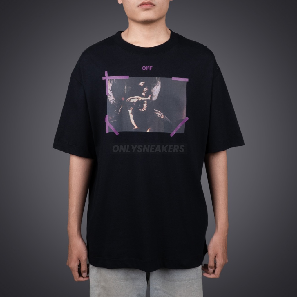 OFF WHITE CARAVAGGIO ARROW MERCY BLACK ORCHID TEE