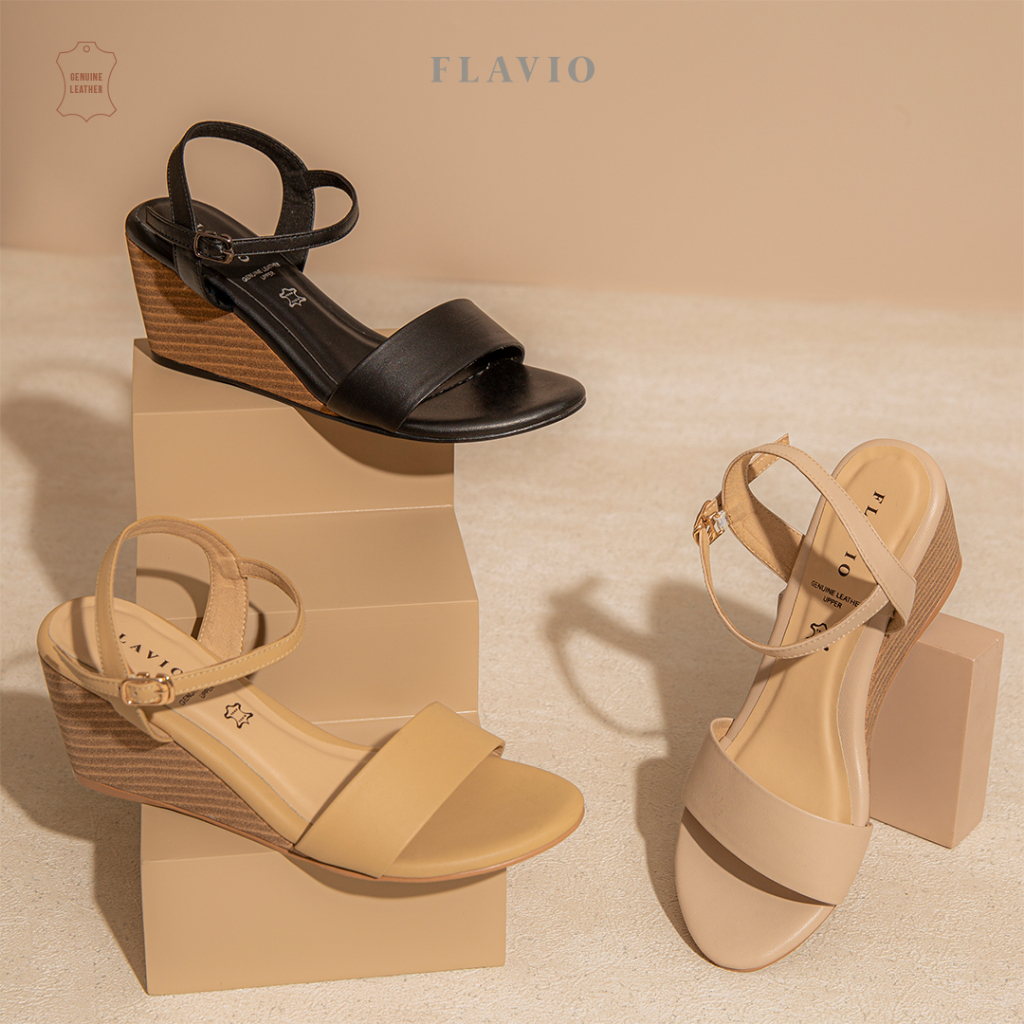 Flavio Leather Sandal Wanita Wedges Livina 2