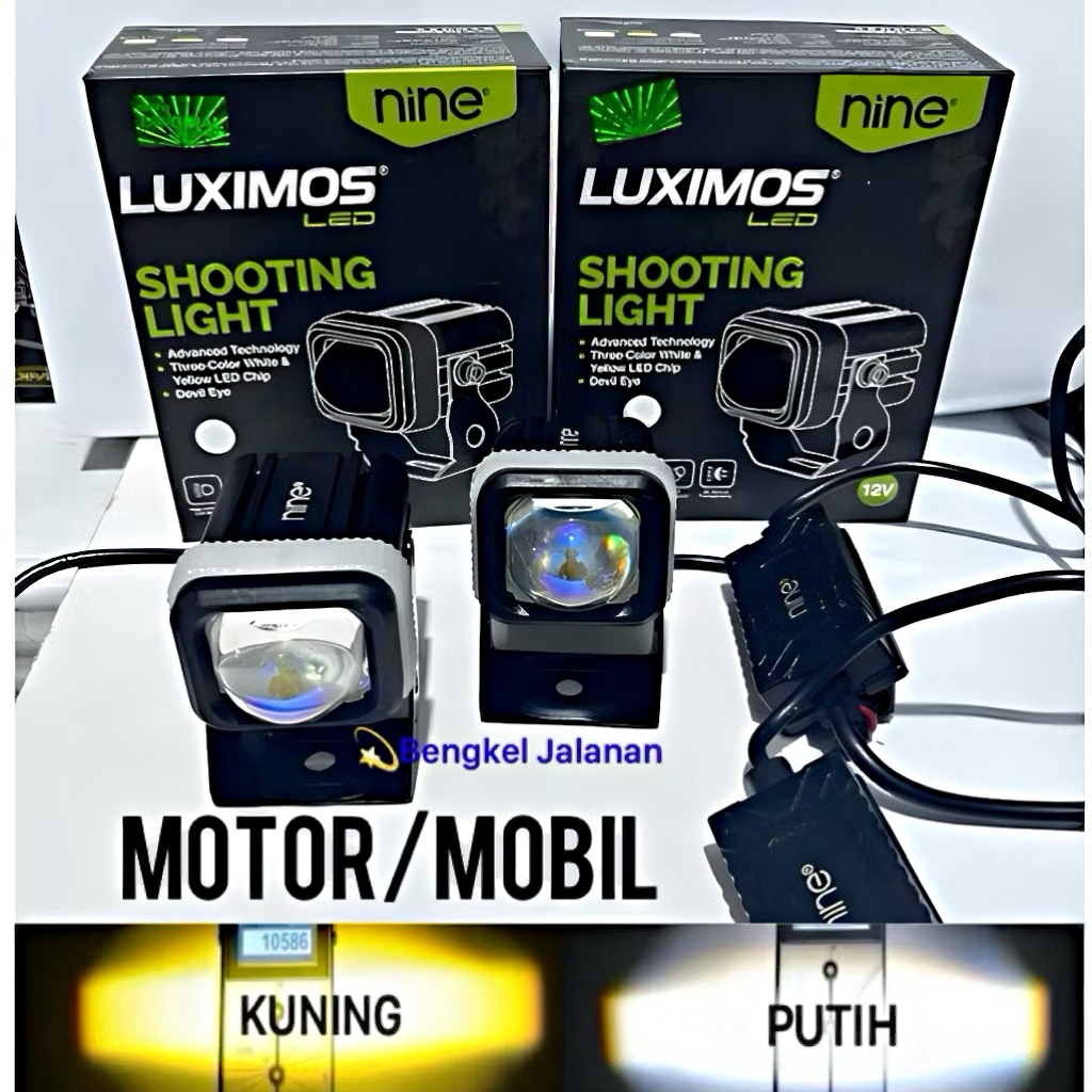 [COD]Luximos Lampu Tembak Sorot 1mata Motor Mobil 12-24 Volt Super Terang Gril Tambahan
