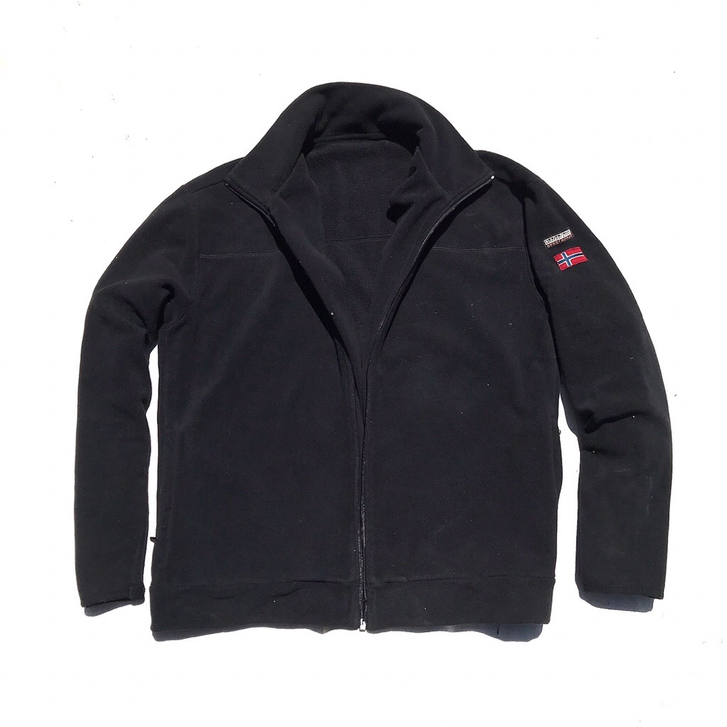 Napapijri Geographical geographic Polar Tracktop Fleece Jacket All Mono Black Colorway jacket  Size 