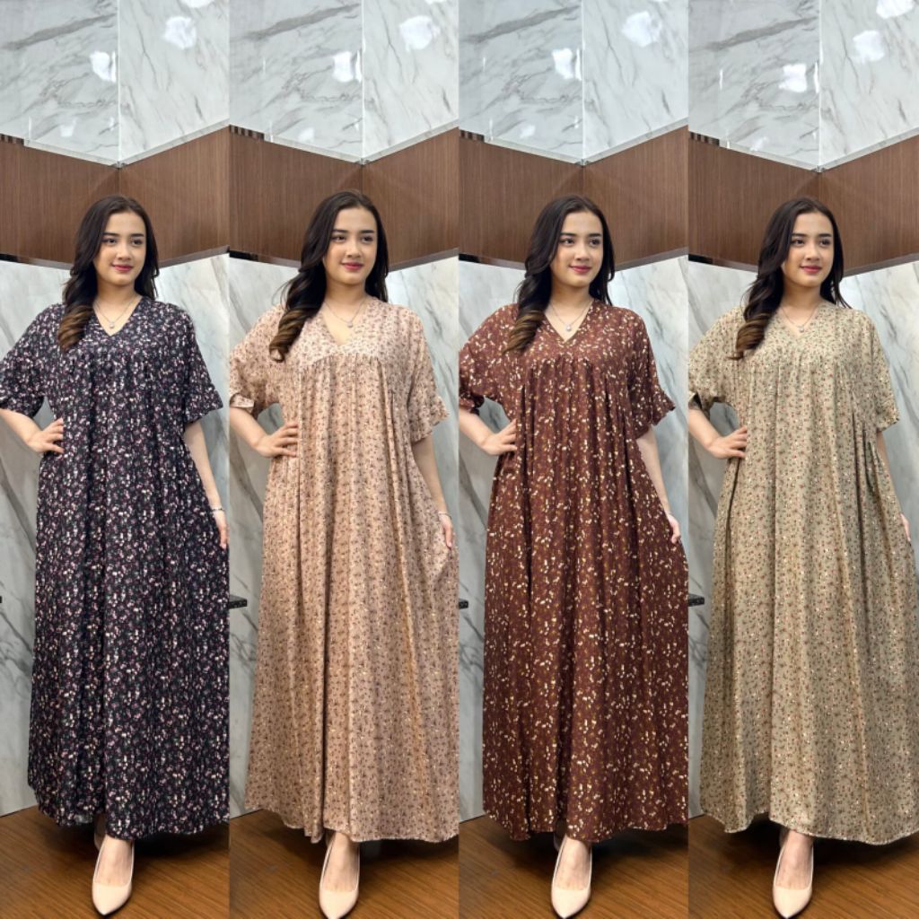 COD || Kanaya Dress Midi Daster Wanita Panjang Busui || Home Dress Wanita Panjang Lengan Pendek
