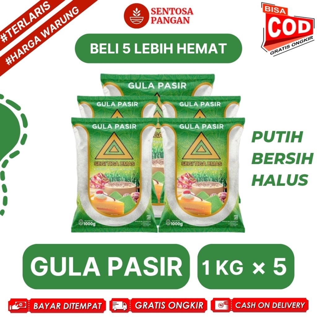 

Gula Pasir Segi Tiga Emas 1 Kg Isi 5 pcs