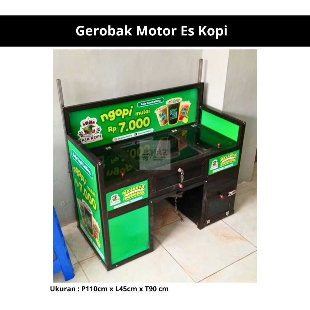 Gerobak Motor Es Kopi Kekinian Aluminium | Minuman Kekinian