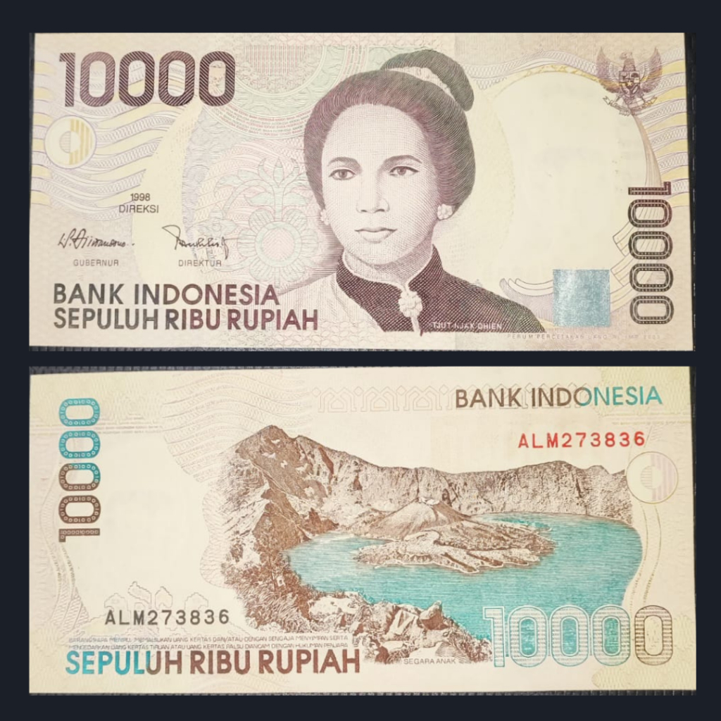 Uang Kuno Indonesia 10.000 Rupiah Tjut Njak Dhien Tahun 1998 | UNC | Gress