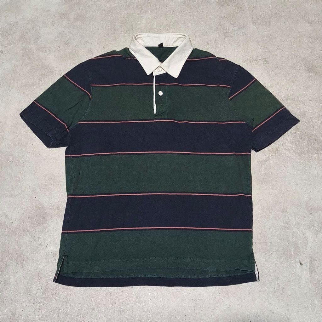 Baju kaos kerah pria uniqlo salur iqbal