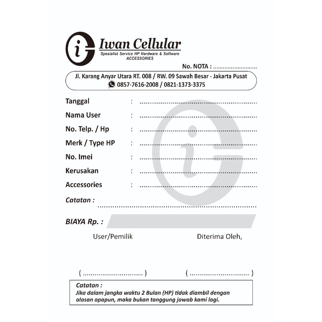 

2 ply 1 RIM NOTA | FAKTUR | SURAT JALAN | INVOICE | BON | KWITANSI