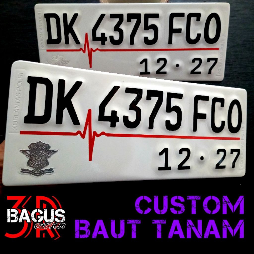 CUSTOM PLAT MOTOR GARIS PETIR 2pcs