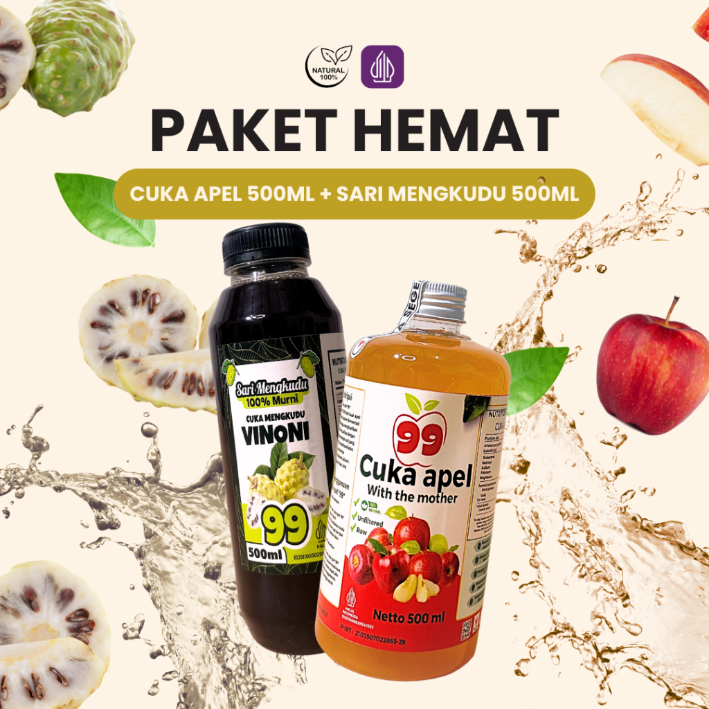 

PAKET HEMAT Cuka Apel Sari Mengkudu Asli 100% Original Tanpa Pengawet 500 ml
