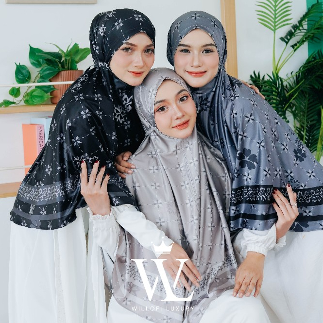 WILLOFI Hijab Instan Bergo Tali Non Pad Jumbo Motif Alamanda Khimar