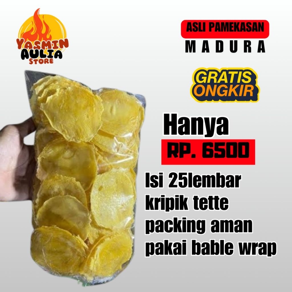 

KRIPIK TETTE (KRIPIK SINGKONG) ASLI PAMEKASAN MADURA ISI 25LEMBAR KRIPIK
