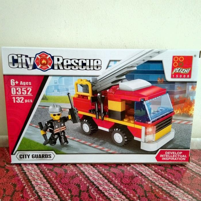 Mainan Anak lego DIY Brick City Rescue Pemadam Kebakaran 132 PCS