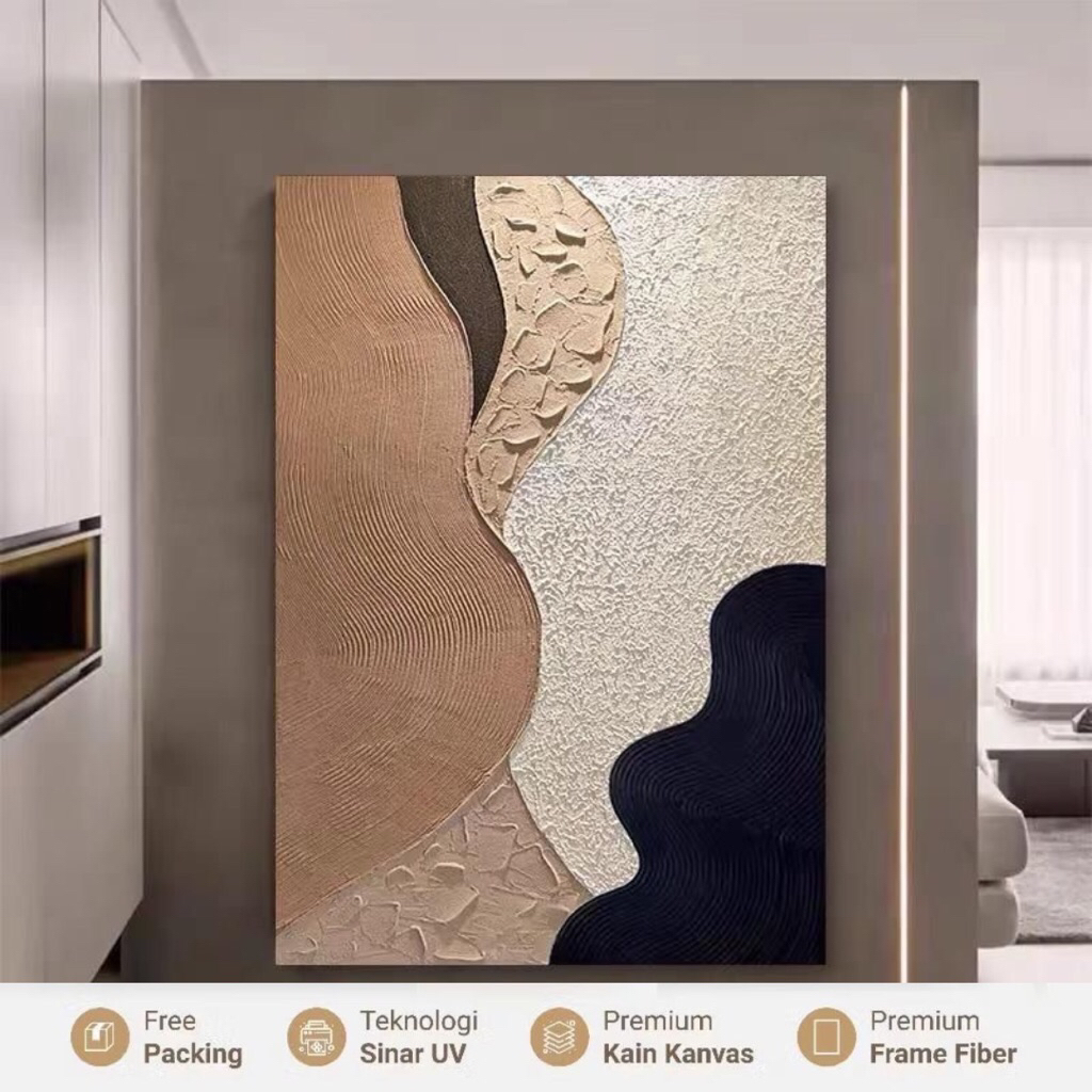 Lukisan Dinding Abstrak 3D | Lukisan Canvas Modern Handmade