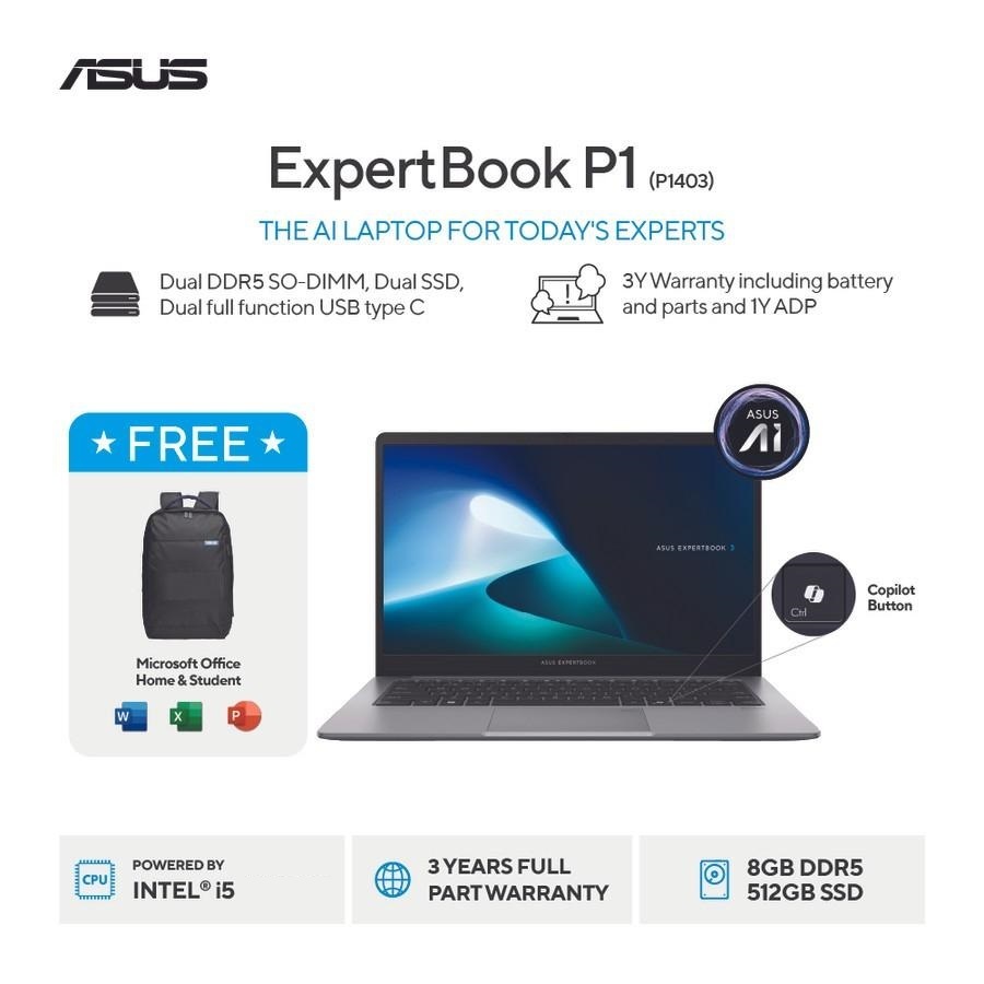 ASUS Expertbook P1403CVA i5 13420H 16GB 512GB SSD 14"FHD IPS Win11 OHS