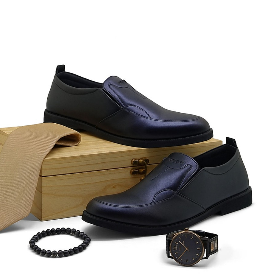 GMX 011 - HAROLD FULL BLACK | Pantofel Slip On Jumbo Big Size 44 45 46 47 48 Sepatu Casual Formal Pr