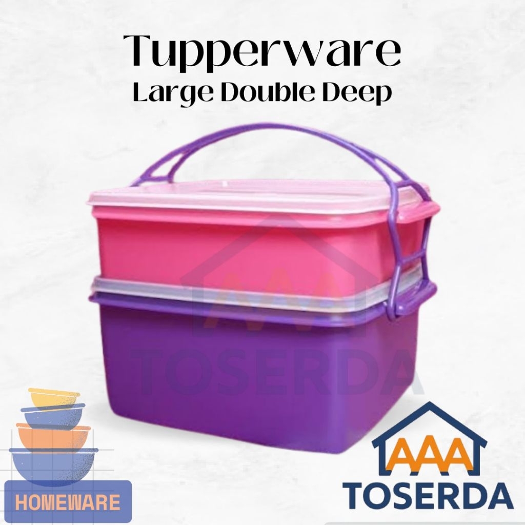 AAA Toserda | Tupperware Large Double Deep Rantang 2 Susun 2L & 4L Wadah Makanan Besar Original