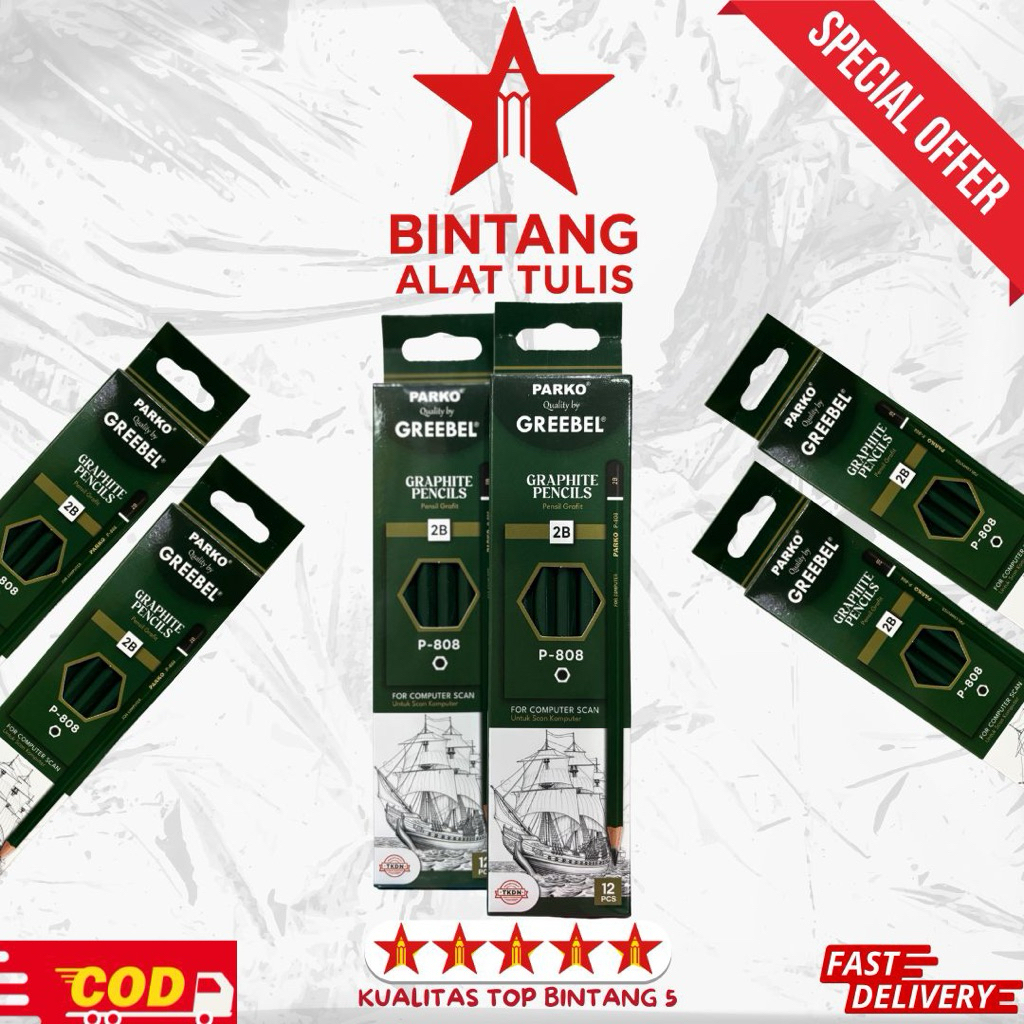 

Pensil 2B Parko Greebel P-808 Graphite | Pensil Scan Komputer & Sketsa Halus |untuk Sekolah & Kantor