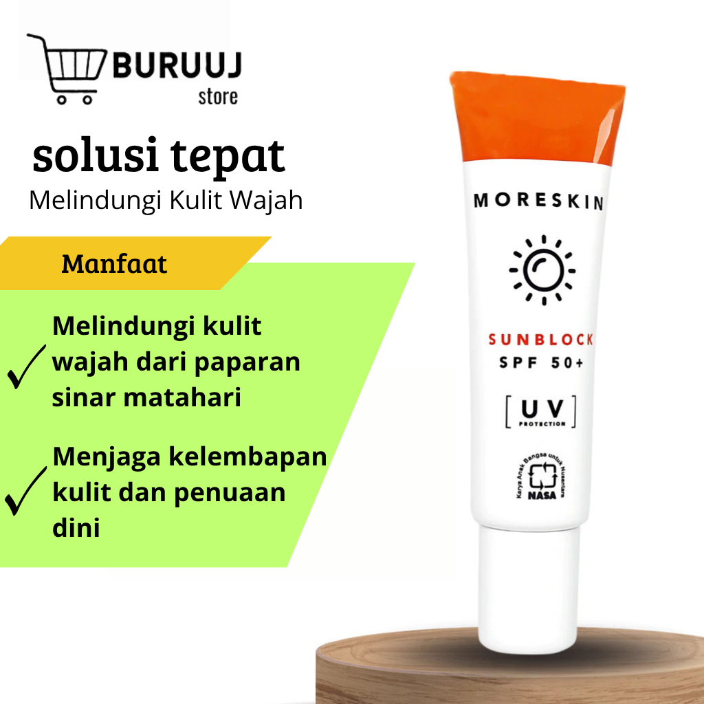 Moreskin Sunblock Spf 50+ Sunscreen Wajah, Pelindung Wajah dari Sinar Matahari Pelembab Wajah