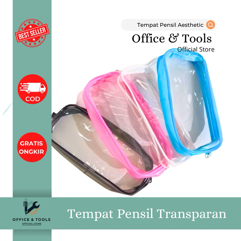 

Kotak Pensil Transparan Aesthetic Resleting Pouch Pensil Bening Multifungsi Office & Tools