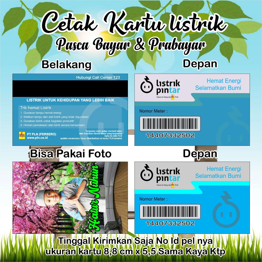 

Cetak Ulang Kartu PLN ( Kartu Listrik Pintar ) Ukuran 8,8 cm x 5,5 cm