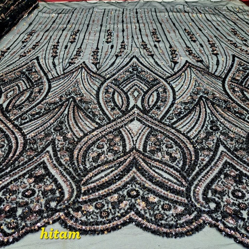 Bakal kain tulle korea elishaab full payet mewah/ tille brokat buat kebaya pengantin