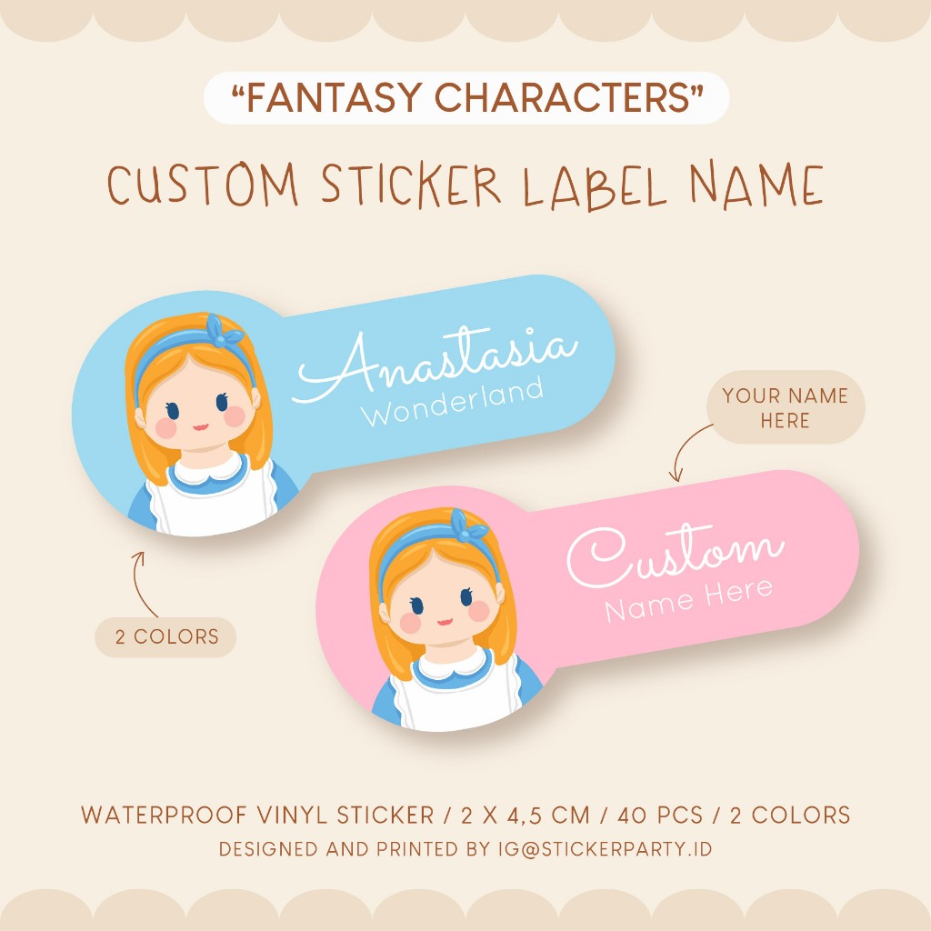 

[CUSTOM] Stiker Label Nama Buku Versi Karakter Fantasi Princess Anak Perempuan LBL01