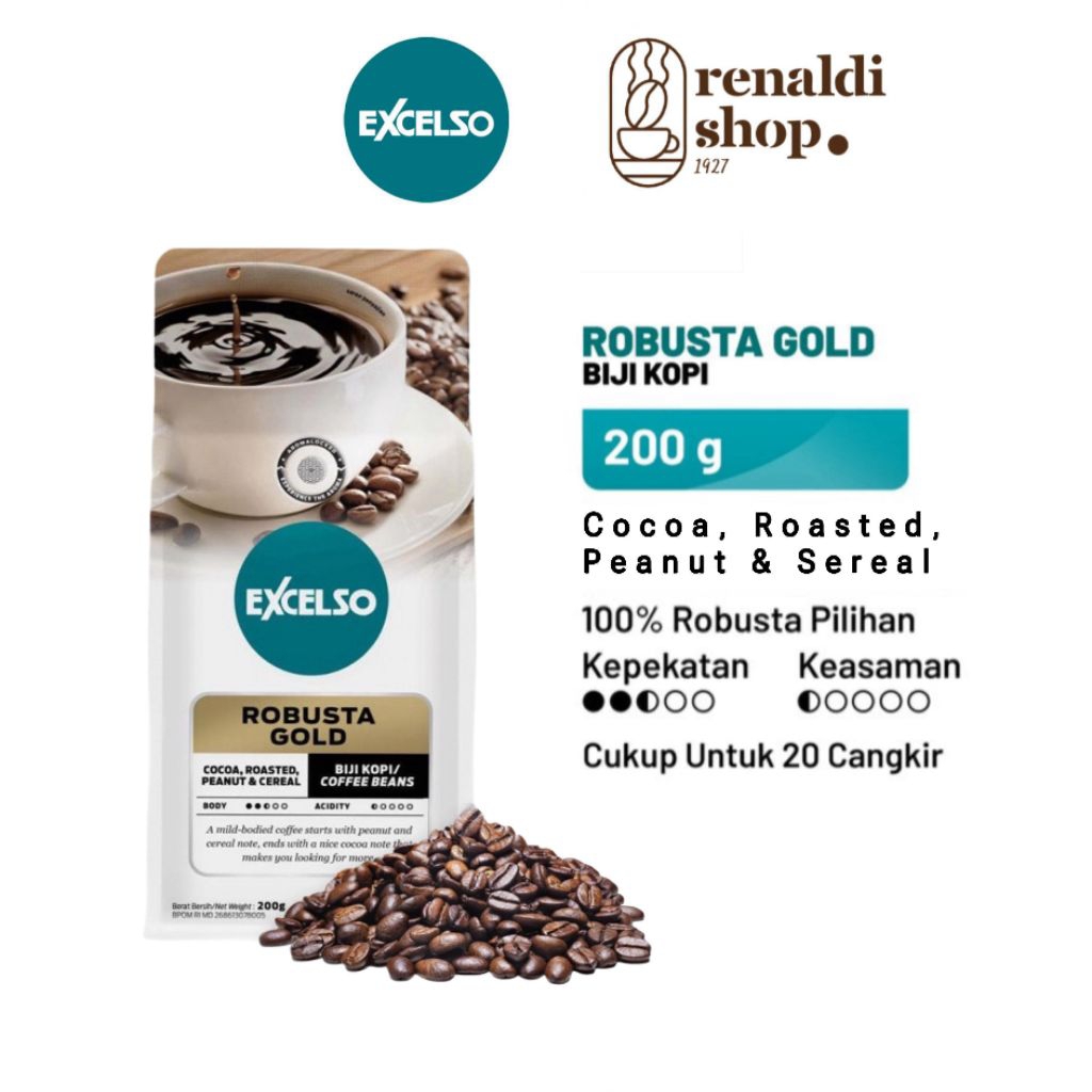 

Excelso Biji Kopi Robusta Gold 200gram - Coffee Beans