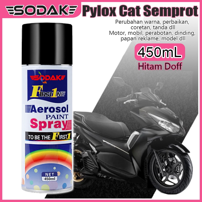 SODAK 450ML Cat Semprot Hitam Doff / Pilox Pilok Pylox Cat Hitam Doff Motor Helm