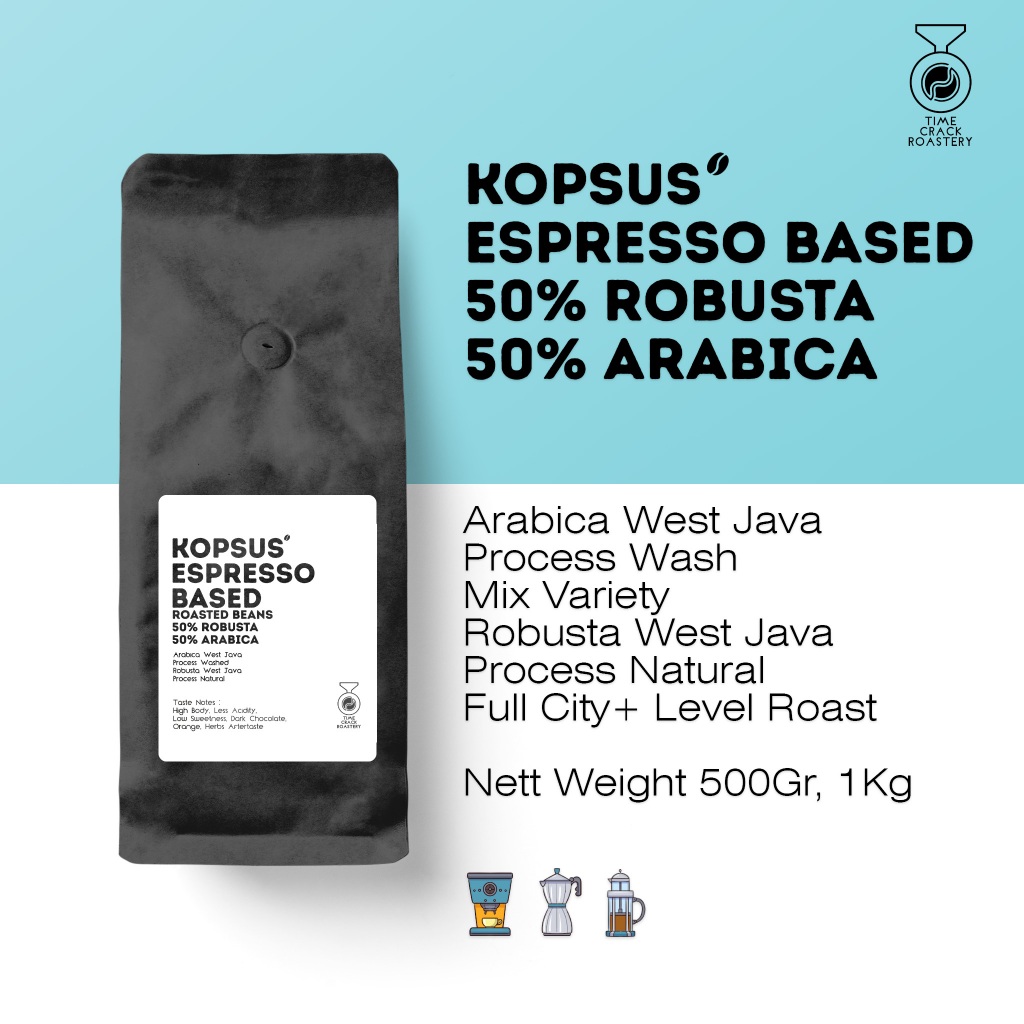 

Kopsus Espresso Based 50% Arabica 50% Robusta Roasted Beans / Biji Kopi Matang / House Blend Coffee