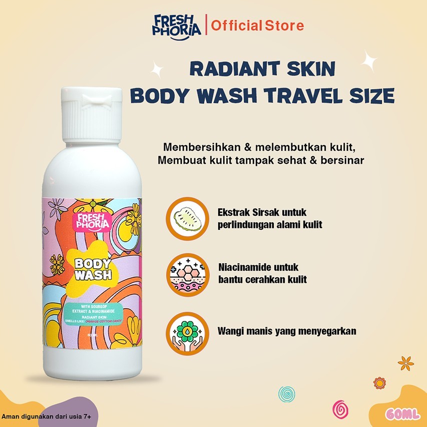 Freshphoria Body Wash Radiant Skin Travel Size (Sabun Mandi Anak Mencerahkan Kulit)