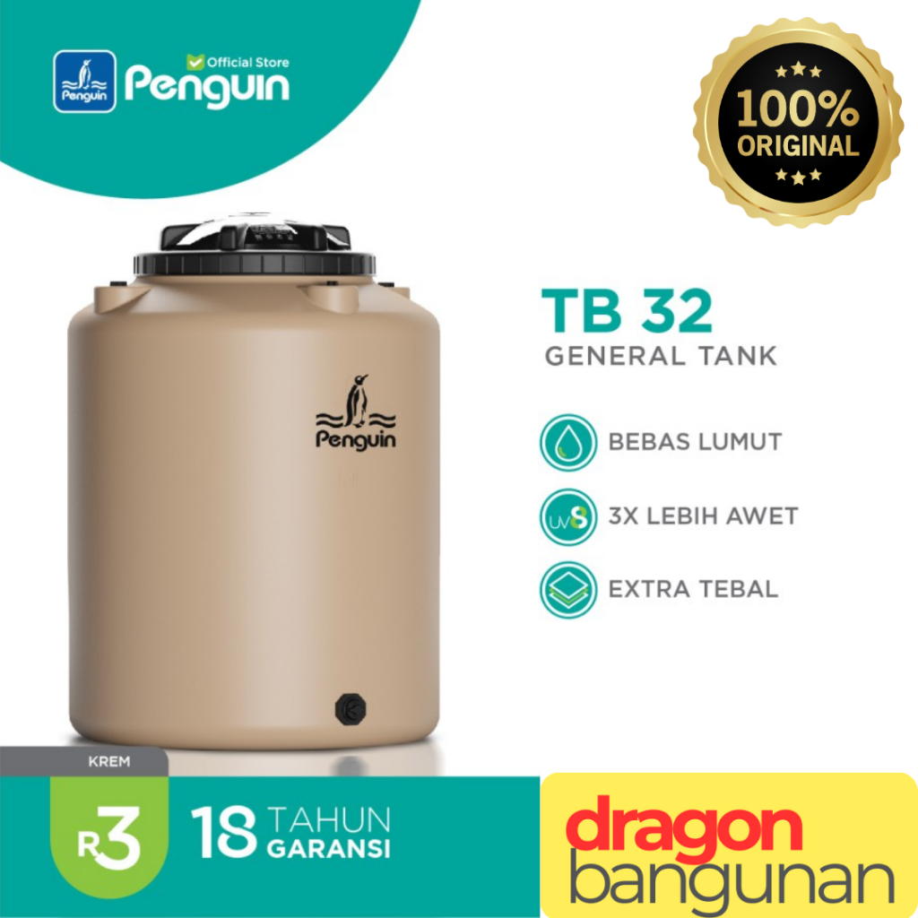 Tangki Air Penguin TB 32 Cream Kapasitas 300 Liter - Toren Air Penguin 300 L