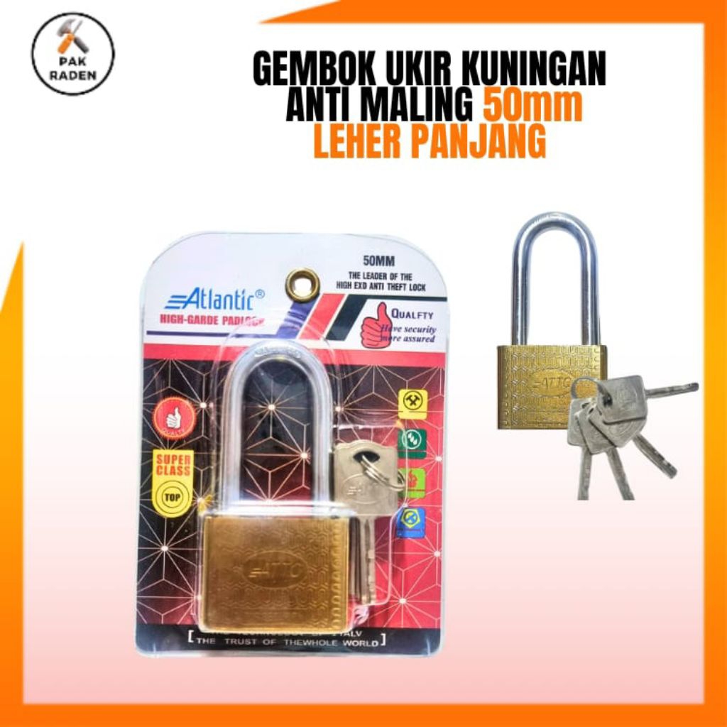 Gembok Anti Maling/Gembok Baja Kuningan 50mm panjang