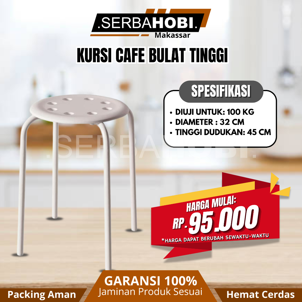 Kursi Bulat Tinggi Minimalis Cocok Untuk Warkop /  Kedai /  Cafe / Restoran