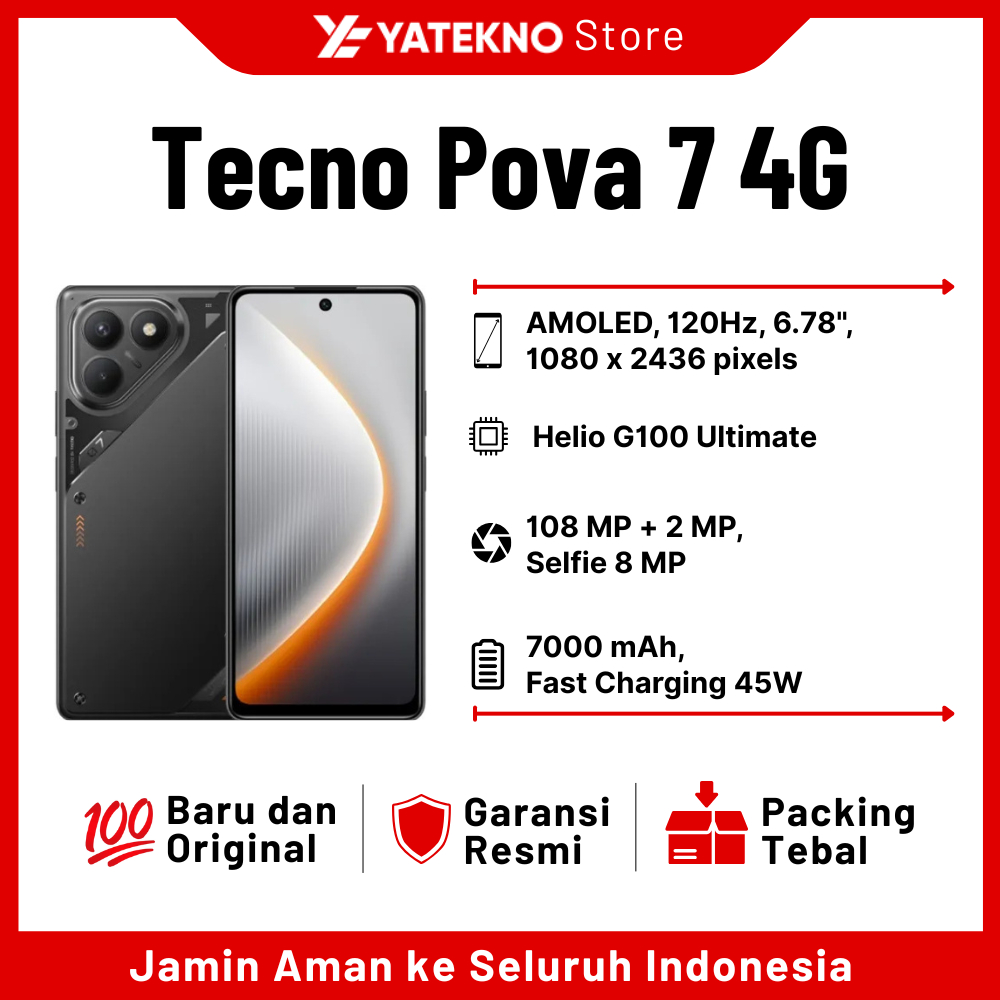 (ORIGINAL) Tecno Pova 7 4G 8/128GB + 8/256GB GARANSI RESMI ~ NEW