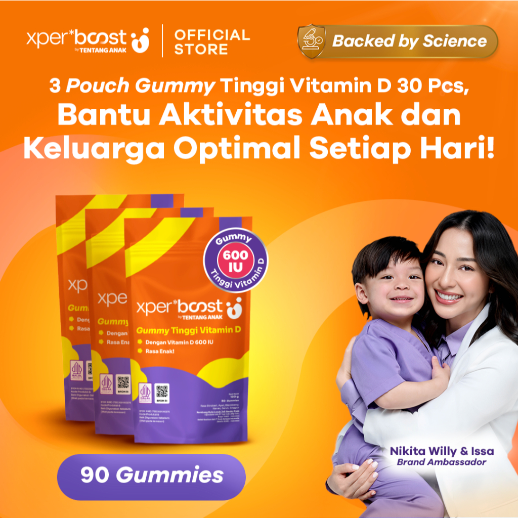 Expert Boost - Bundling 3 Pouch Gummy Vitamin D 600 IU Anak dan Dewasa | Paket 30 Hari