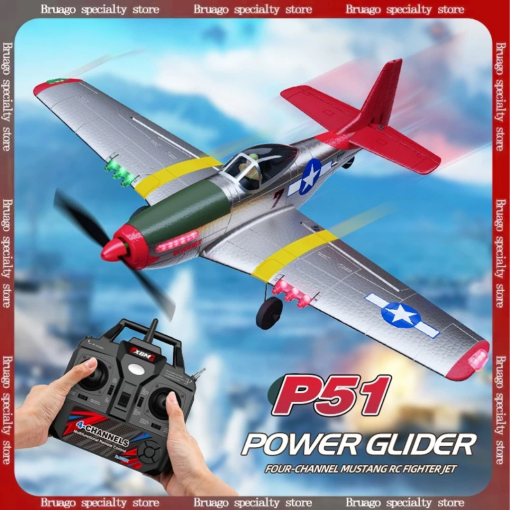 pesawat rc BM26 4CH 6-axis gyroscope P51 mustang fighter rc airplane glider RTF