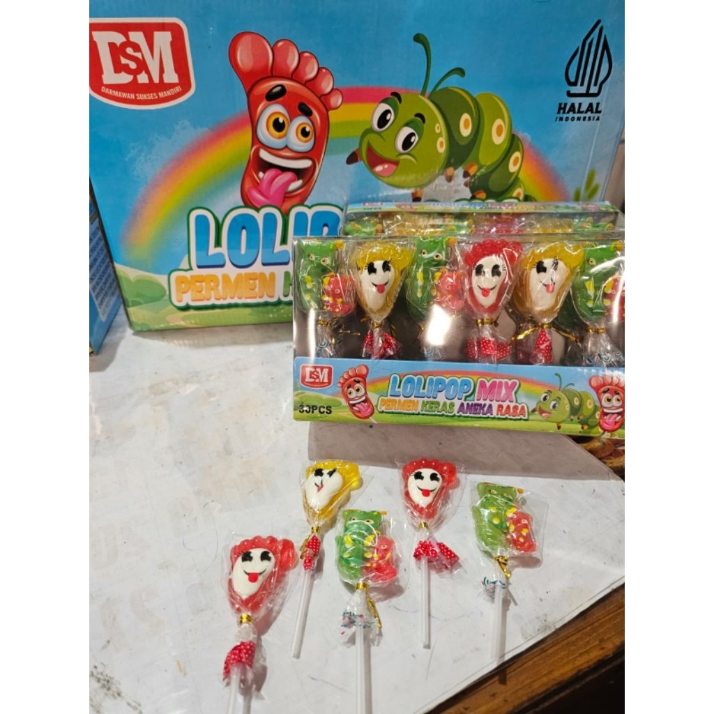 

Lolipop Lucu Bentuk kaki dan caterpillar isi 30pcs