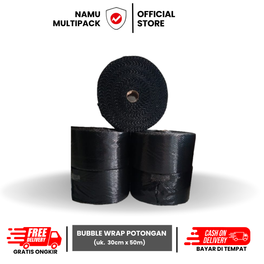 

BUBBLE WRAP HITAM/PACKING ONLINE SHOP PREMIUM/POTONGAN 25 CMX50M/CILACAP PURWOKERTO