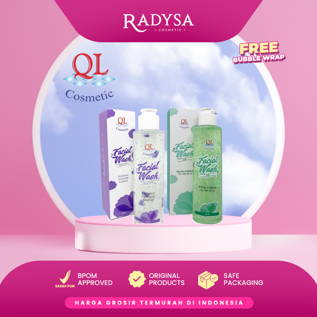 𝐑𝐀𝐃𝐘𝐒𝐀 - QL Cosmetic Facial Wash Acne & Brightening 150ml - Sabun Cuci Muka