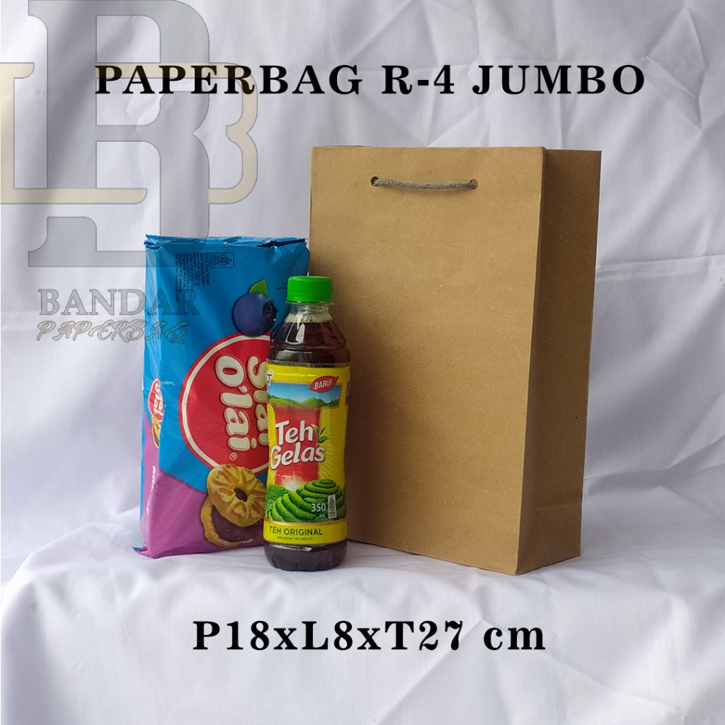 

PAPERBAG UKURAN R-4 P18 x L8 x T27 CM UNTUK WAFER TANGO NABATI TEH BOTOL DLL