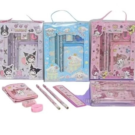 

Stationery set sanrio 8006 + Dompet / Set Stationery sanrio 8006 / Paket alat tulis sanrio / Souvenir ulang tahun