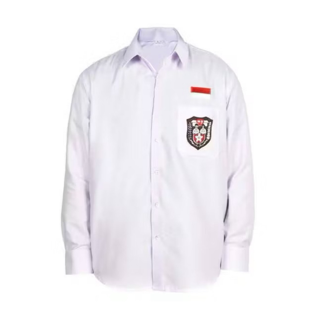 Baju Seragam Sekolah LENGAN PANJANG BET BORDIR ( SD ) + BENDERA MERAH PUTIH ( MERK SERAGAM )