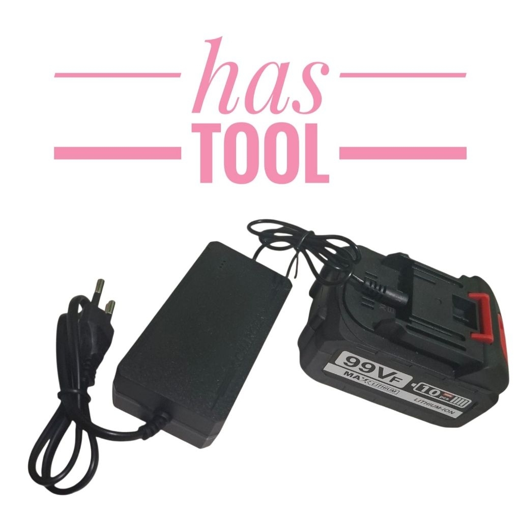 CHARGER BESAR IMPACT WRENCH + BATERAI IMPACT WRENCH CORDLESS APR 99VF BATRE BOR IMPACT GERINDA APR 9