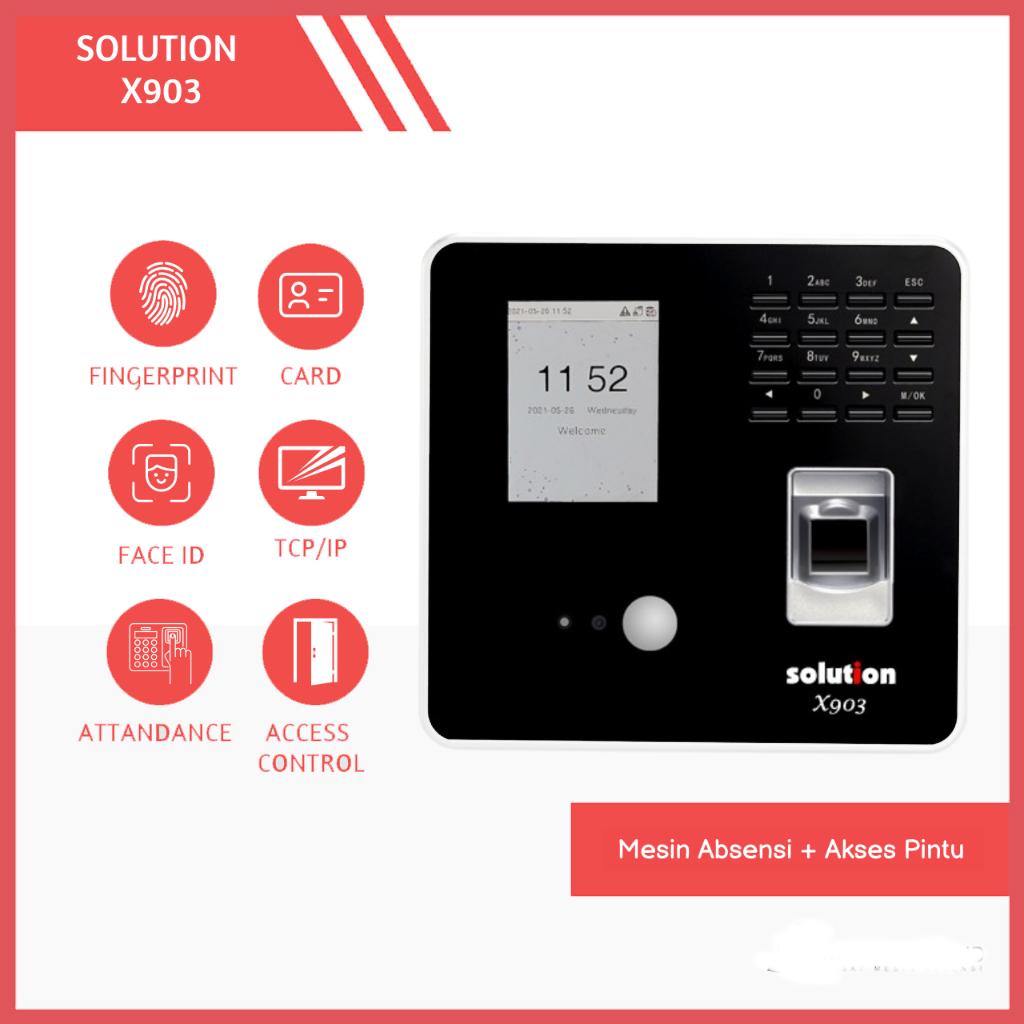 Fingerprint Solution X903, Usb, Sidikjari, Wajah, Kartu