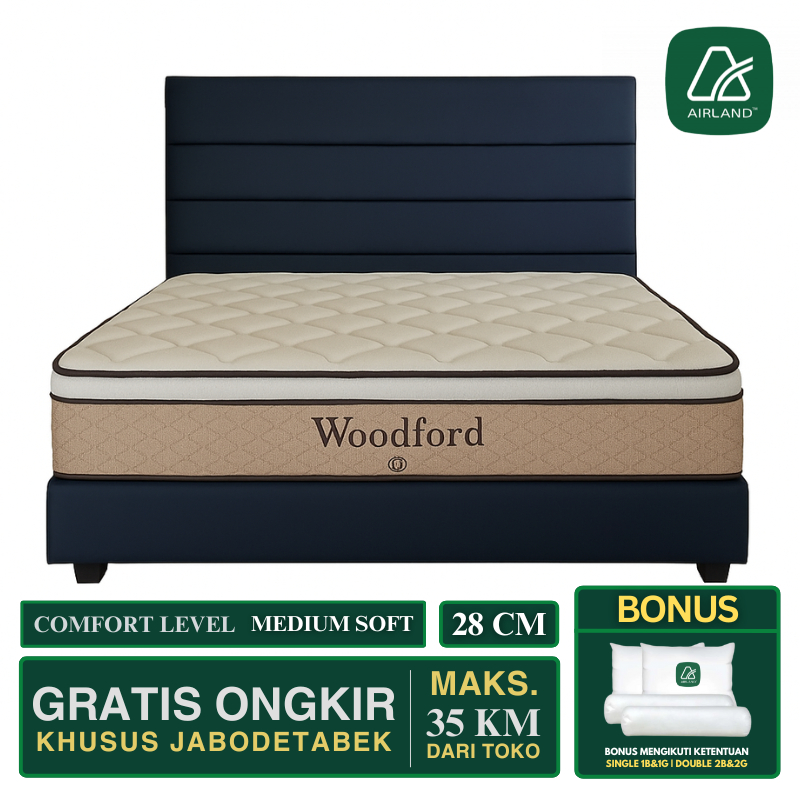 FULLSET Airland Woodford Spring Latex Kasur Springbed 2025 Edition 160x200 180x200 200x200 2025 New 