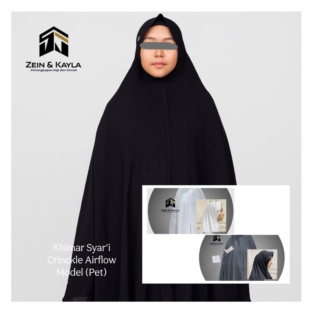 Jilbab Ihram Putih Bergo Crinkle Airflow | Khimar Syar'i Putih Dan Hitam Jumbo XXXL Kerudung Pet Dan