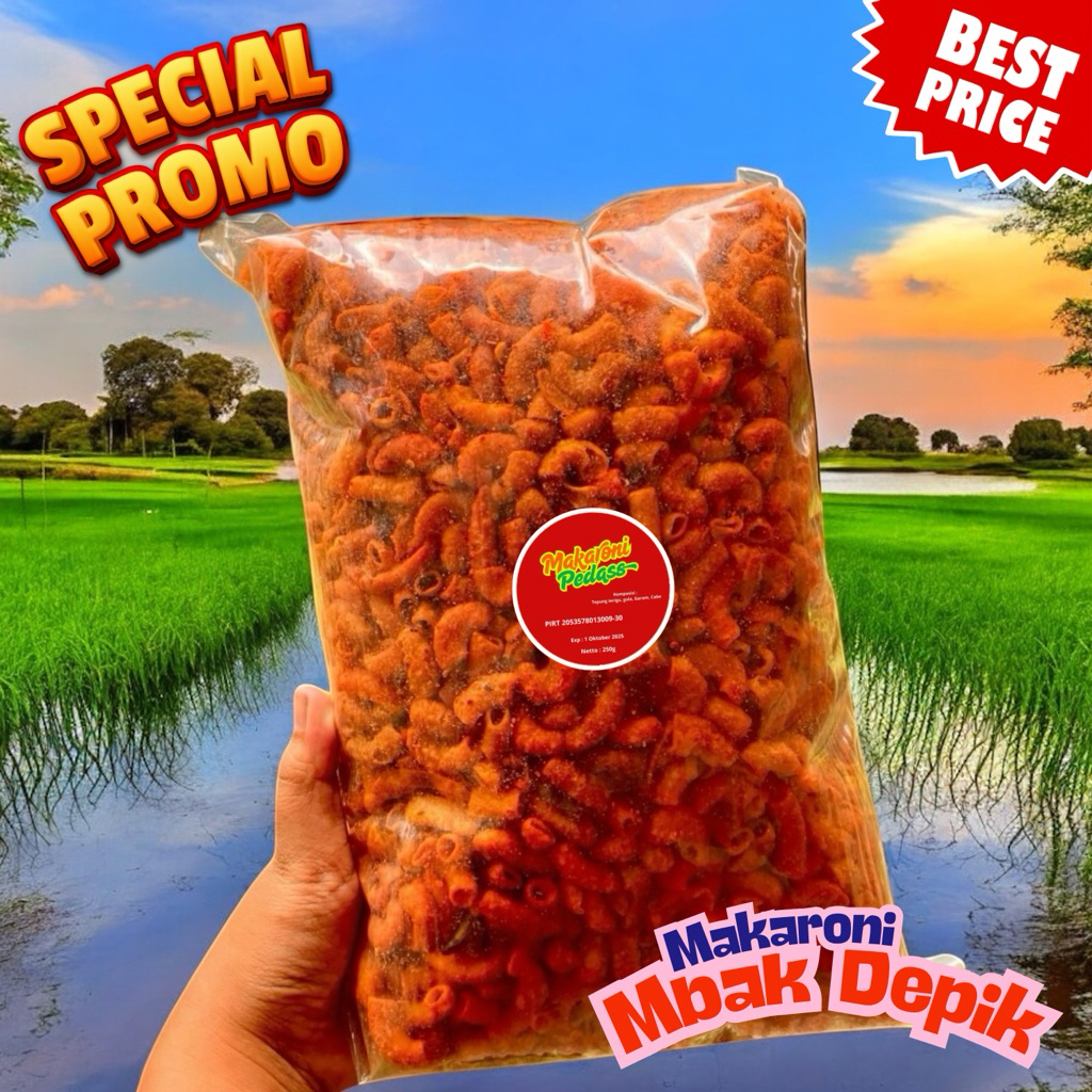 

Cemilan Ekstra Pedas – Makaroni Surabaya Isi 1/4kg